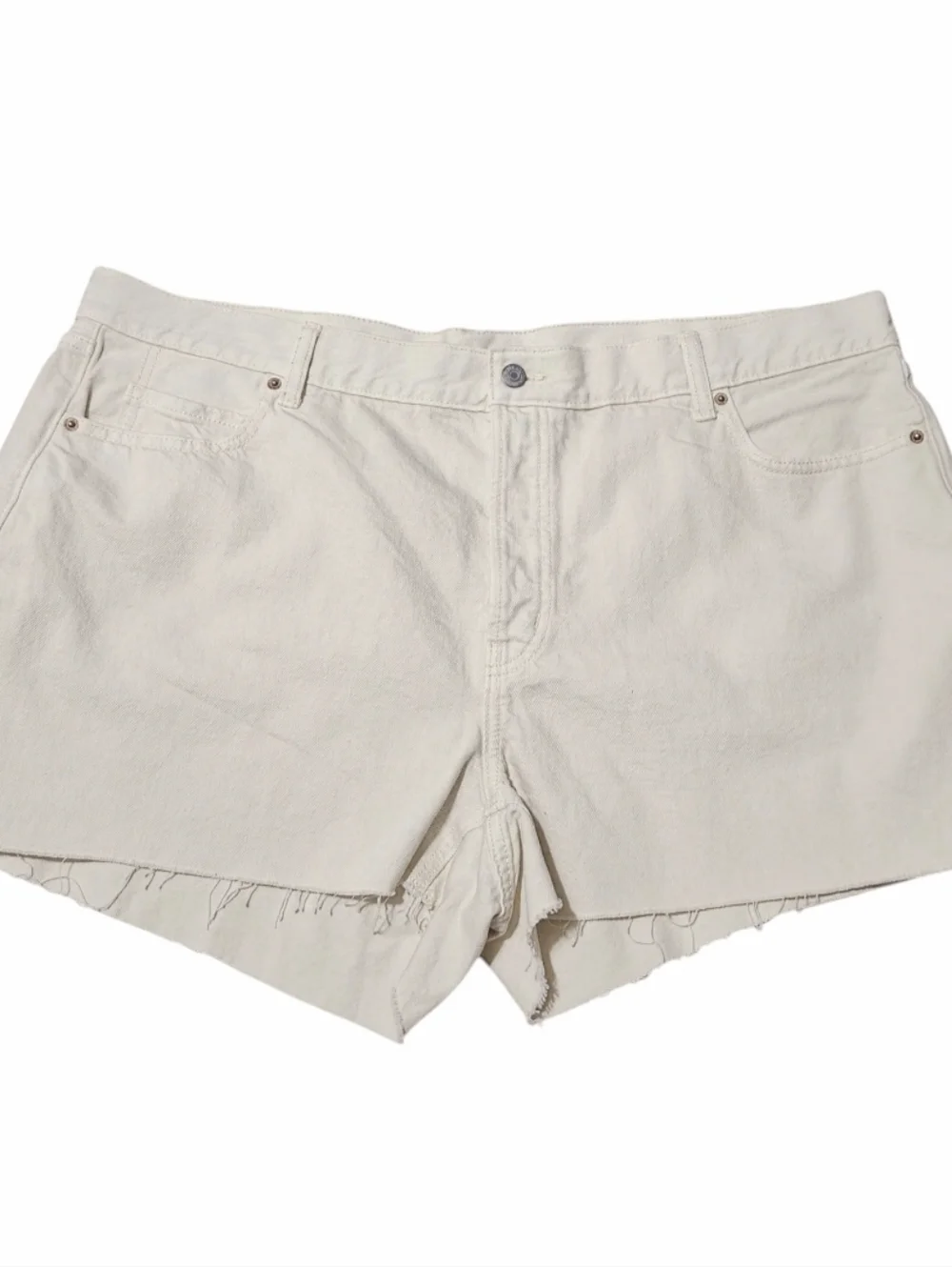 Old Navy Straight Cut Off Jean Shorts Womens Size 20 Beige High Rise Raw Hem